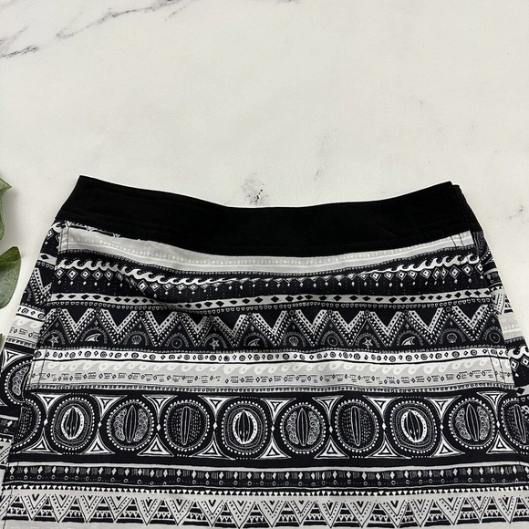Rip Skirt Womens Wrap Size XS Black Gray Tropical Surfboard Stripe Print Short - Picture 2 of 9
